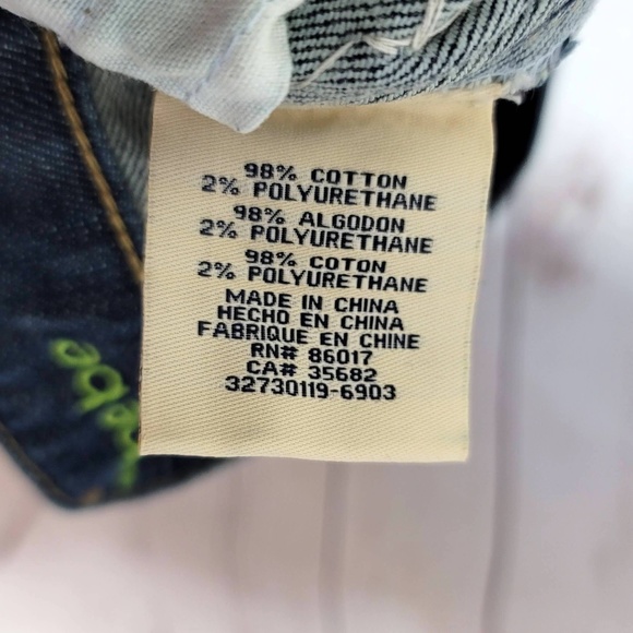 bebe jeans blue Size 26 fade to dark wash embellished tiger eye stones low rise - Picture 9 of 9